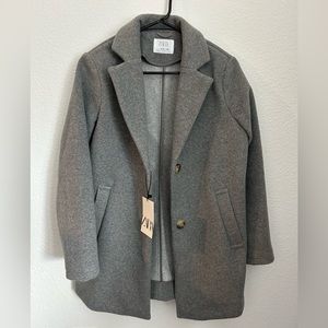 NWT ZARA Light Gray Peacoat/Overcoat